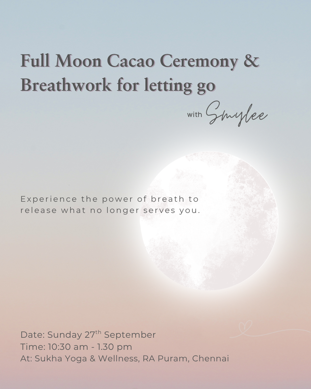 Full Moon Cacao Ceremony with Breathwork for Letting Go – Chennai
